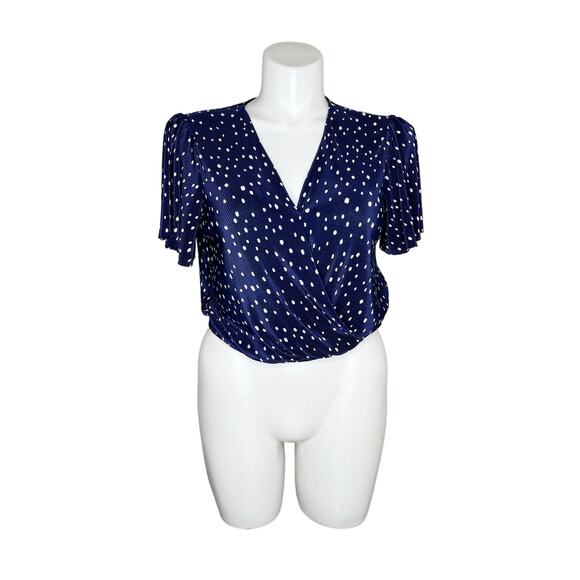 ASTR THE LABEL Polka Dot Plisse Navy & White Size XL - Picture 1 of 5